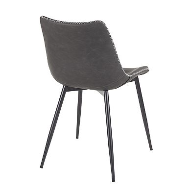 Set of 2 Grey Leather and Black Metal Durango Dining Chair 32.25”