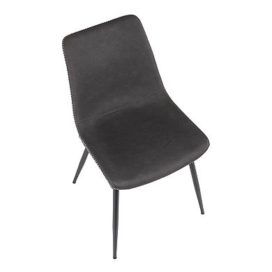 Set of 2 Grey Leather and Black Metal Durango Dining Chair 32.25”