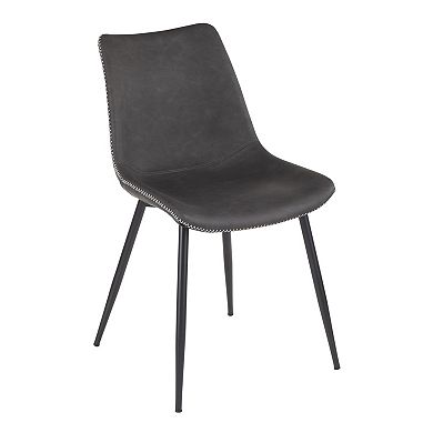Set of 2 Grey Leather and Black Metal Durango Dining Chair 32.25”