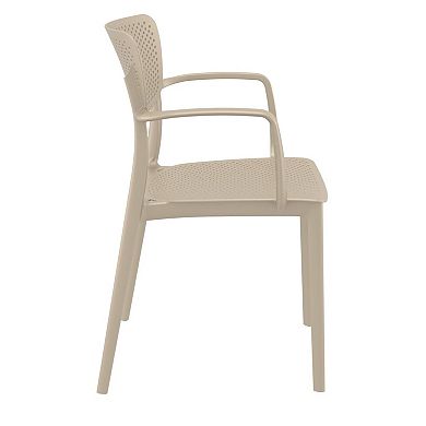 33" Taupe Brown Stackable Patio Dining Arm Chair