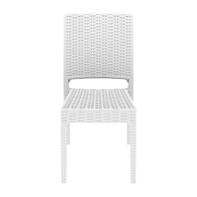 34" White Patio Wickerlook Stackable Dining Chair