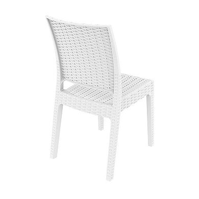 34" White Patio Wickerlook Stackable Dining Chair