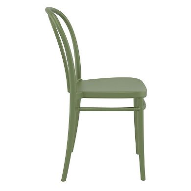 33.5" Olive Green Stackable Patio Armless Dining Chair