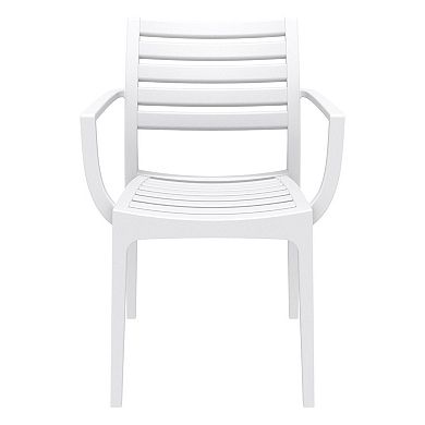 33" White Stackable Outdoor Patio Dining Arm Chair