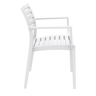 33" White Stackable Outdoor Patio Dining Arm Chair