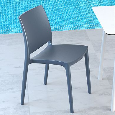 32" Gray Resin Solid Weather Resistant Outdoor Dining Chair