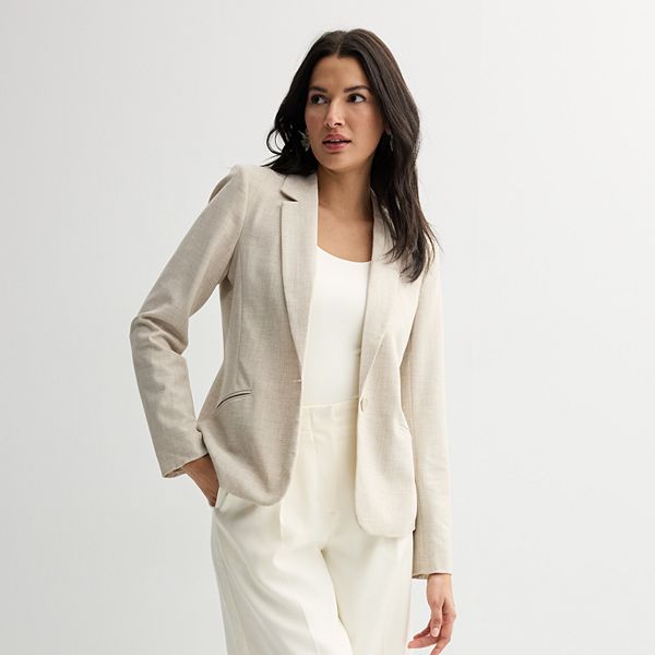 Women's Nine West Classic Single Button Blazer - Australian Wood (X SMALL)