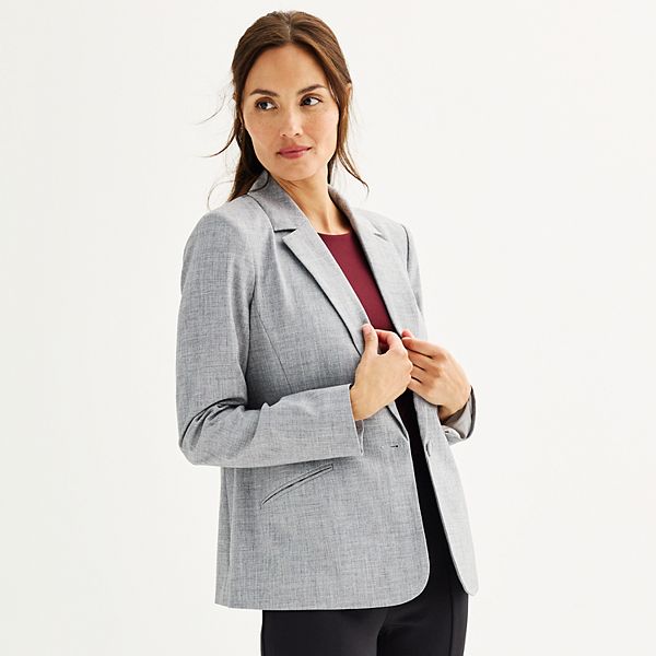 Women's Nine West Classic Single Button Blazer - Heather Gray (X SMALL)