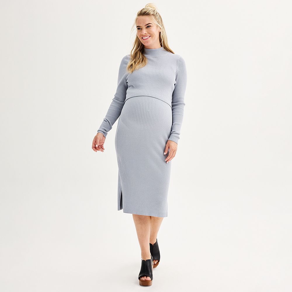 Winter Morning Maternity Sweater Dress With Nursing