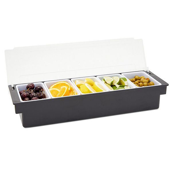 Bar Garnish Tray with Lid - Plastic - 4 Compartments