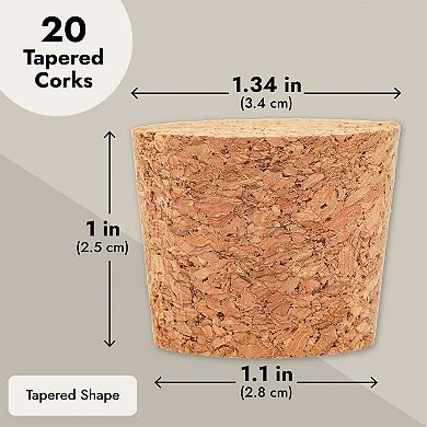 20 Pack Size 16 Large Tapered Corks for Crafts, DIY Projects, Wine, 1.34x1x1.1"