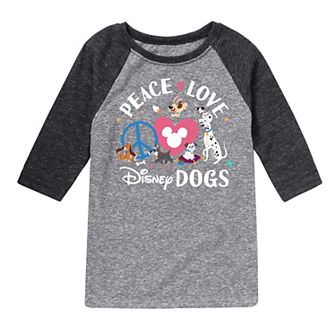 Disney's Boys 8-20 Classics Peace, Love, Disney Raglan Tee