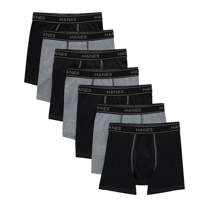 Boys Hanes® 5+2 Bonus Pack Ultimate Gray/Black Boxer Briefs Underwear