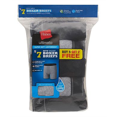 Hanes Ultimate Boys' 5+2 Bonus Pack Soft & Lightweight Boxer Brief Underwear