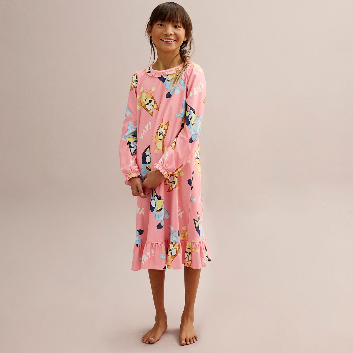 Girls 4 8 Bluey Allover Print Ruffle Hem Nightgown