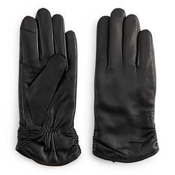 Women's Cuddl Duds® Ruched Leather Touchscreen Gloves