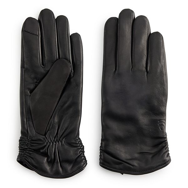 Women's Cuddl Duds® Ruched Leather Touchscreen Gloves