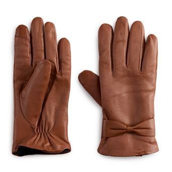 Women's Cuddl Duds® Leather Bow Touchscreen Gloves