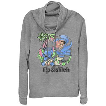 Disney's Lilo & Stitch Juniors' Beach Duo Cowlneck Graphic Lightweight Long Sleeve