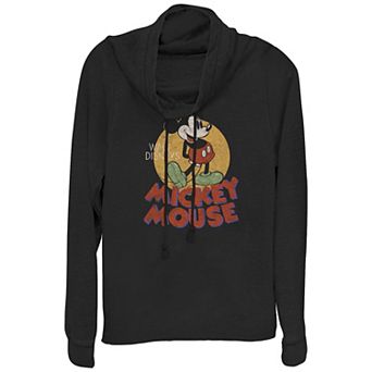 Juniors' Disney Mickey Mouse Classic Cowlneck Graphic Lightweight Long Sleeve