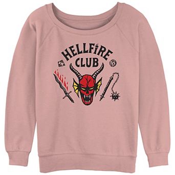 Juniors' Stranger Things Hellfire Club Logo Slouchy Sweatshirt