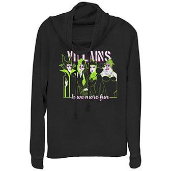 Disney's Villains Juniors' Grunge Group Cowlneck Graphic Lightweight Long Sleeve