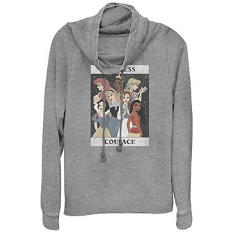 Disney Princesses Juniors' Kindness And Courage Cowlneck Graphic Lightweight Long Sleeve