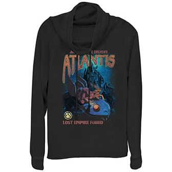 Disney's Atlantis: The Lost Empire Journey To The Unknown Juniors' Cowlneck Graphic Lightweight Long Sleeve