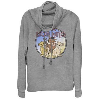 Disney's The Lion King Simba & Nala Group Shot Juniors' Cowlneck Graphic Lightweight Long Sleeve