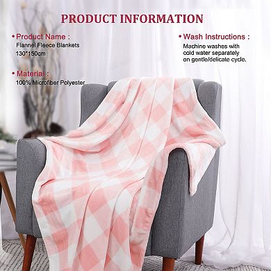 Plaid Buffalo Checkered Christmas Blanket Soft Plush Fleece for Sofa Couch Twin 60"x78"