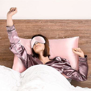 19 Momme Silk Pillowcase with Eye Cover Set King 20"x36"