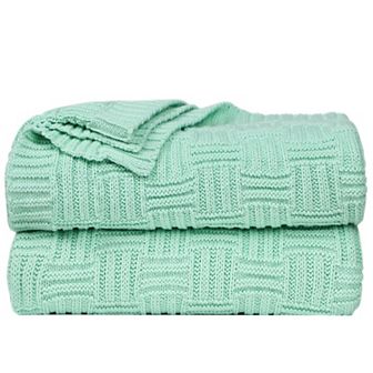 Soft Cotton Cable Knit Throw Blanket For Couch Bed Sofa Home Decors 10 Colors Throw 50"x60"