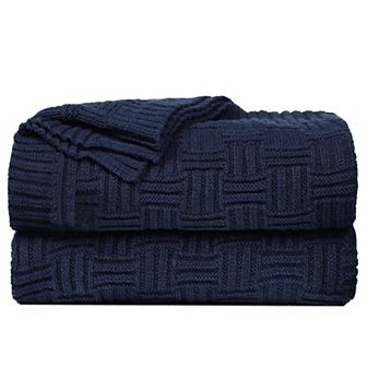 Soft Cotton Cable Knit Throw Blanket For Couch Bed Sofa Home Decors 10 Colors Throw 50"x60"