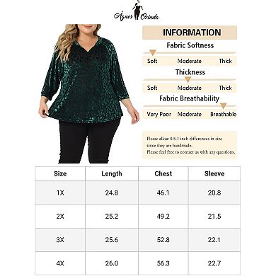Women's Plus Size Velvet Semi Sheer Polka dots Peplum Blouse