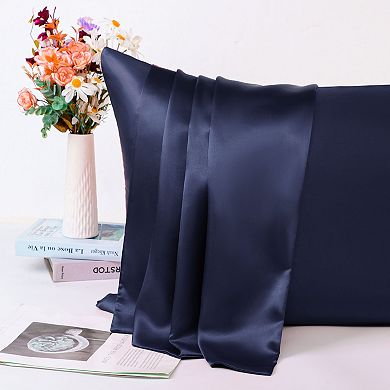 Luxury Satin Pillowcases for Skin Set of 2, Zipper Closure Queen 20" x 30"