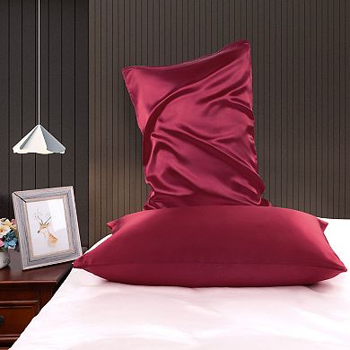 Luxury Satin Pillowcases for Skin Set of 2, Zipper Closure Queen 20" x 30"