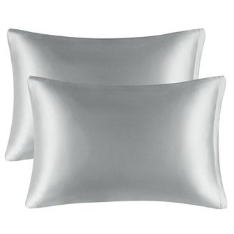 Luxury Satin Pillowcases for Skin Set of 2, Zipper Closure Queen 20" x 30"
