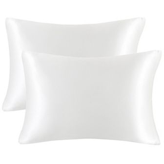 Luxury Satin Pillowcases for Skin Set of 2, Zipper Closure Queen 20" x 30"