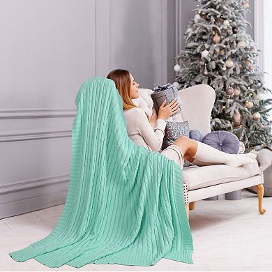 100% Cotton Blanket Soft Cable Knit Throw Home Decoration Bedding Blankets