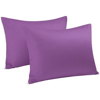 Egyptian Cotton Pillow Cases Hidden Zipper 2 Pack Queen 20"x30"