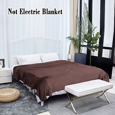 Fleece Flannel Throw Blanket Solid for Living Room Bedroom 78"x90"