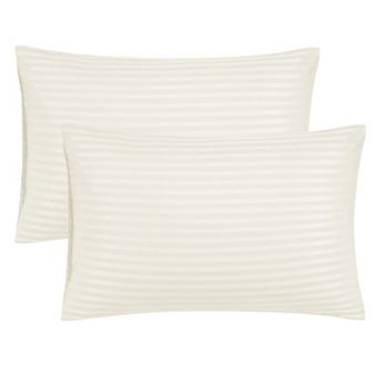 Set of 2 Soft Striped Pillowcases Envelope Closure Queen 20"x30"