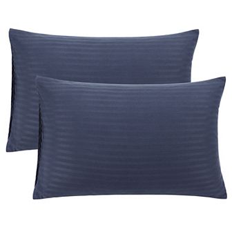 Set of 2 Soft Striped Pillowcases Envelope Closure Queen 20"x30"