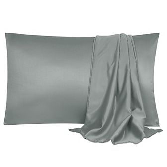 Soft Silk Satin Pillowcases for Hair and Skin with Envelope 2 pc Queen 20"x30"