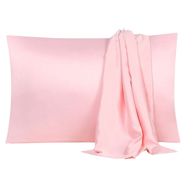 Soft Silk Satin Pillowcases for Hair and Skin with Envelope 2PCS Queen