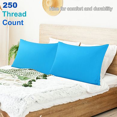 Egyptian Cotton Pillow Cases Hidden Zipper 2 Pack Standard 20"x26"