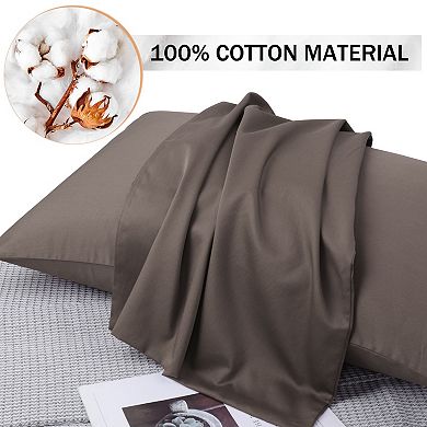 100% Cotton Pillowcases Set of 2, Zipper Closure Soft Home Standard 20"x26"