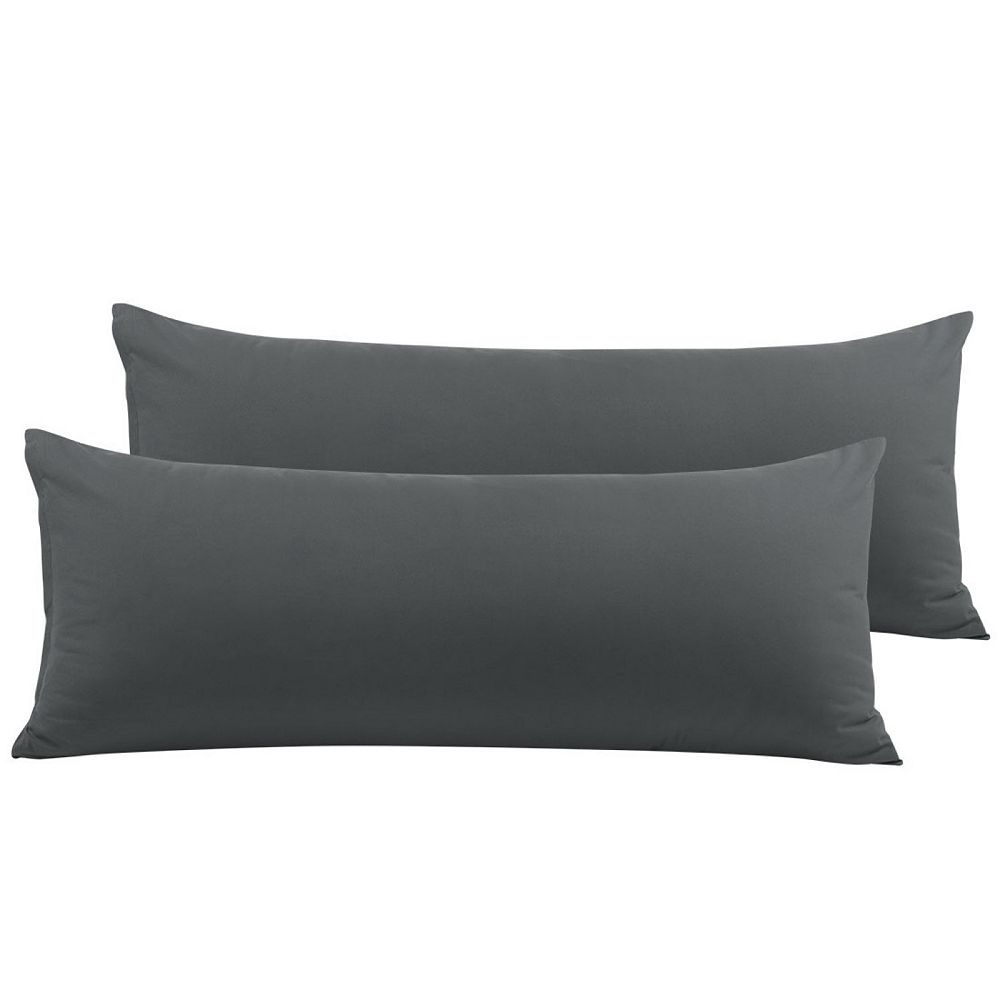 Set of 2 Light Gray 1800 Series Cool and Breathable Pillowcases with Zipper Closure Body, Light Gray 20" x 54"