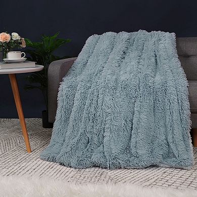 Luxury Shaggy Faux Fur Blanket Soft Warm Sherpa Throw for Sofa Couch Bed Queen 90"x90"