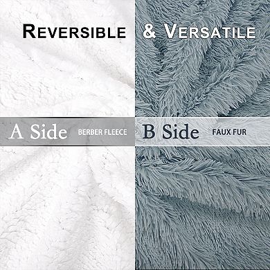 Luxury Shaggy Faux Fur Blanket Soft Warm Sherpa Throw for Sofa Couch Bed Queen 90"x90"